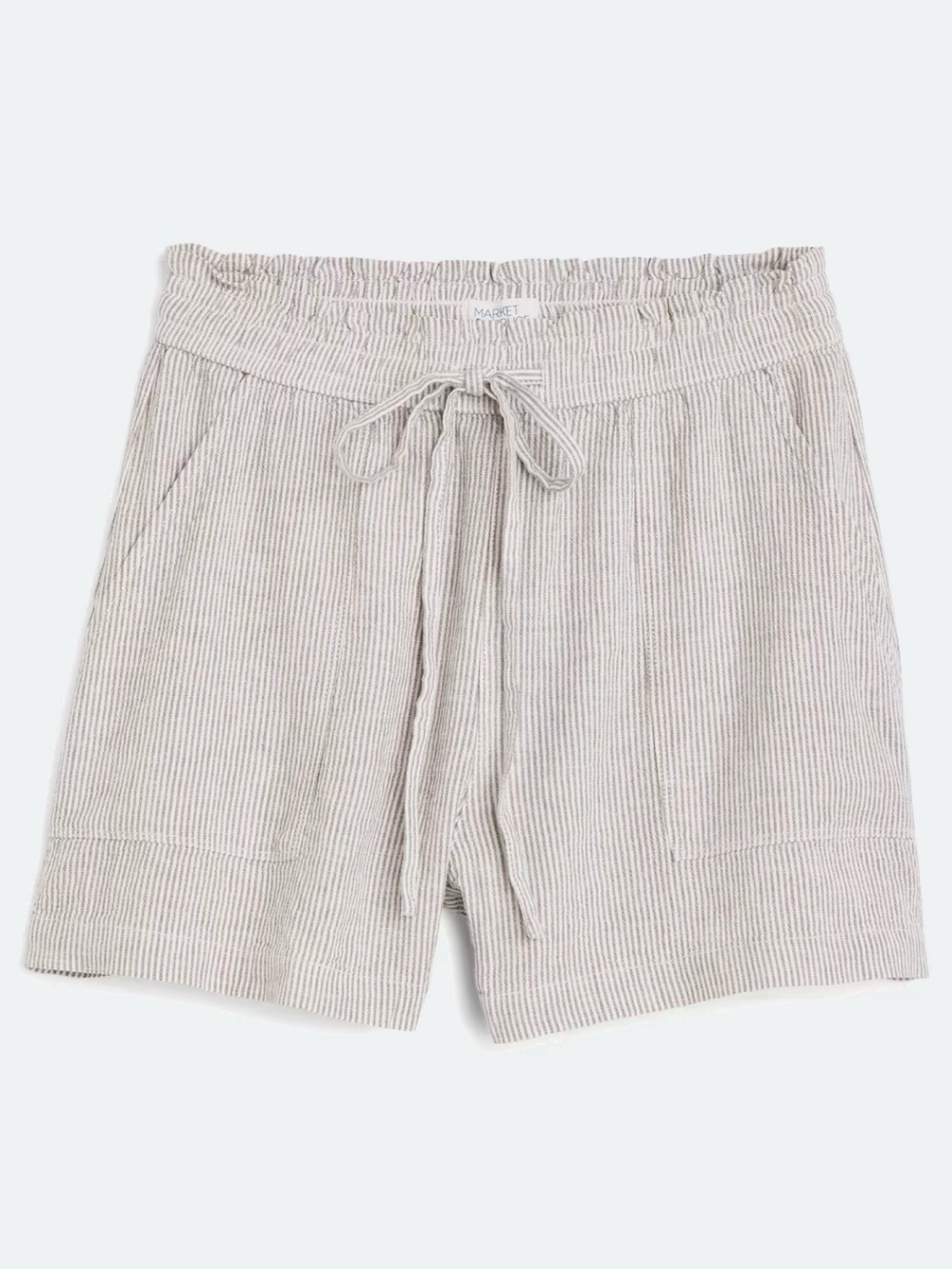Market & Spruce Lyla Extra High Rise Linen Pull On Short Shorts Medium Off-White